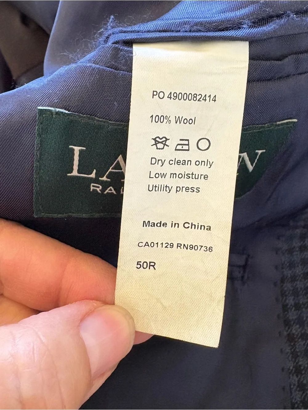 Lauren Ralph Lauren Men’s 50R Blue Plaid 100% Wool Blazer Jacket Sport Coat